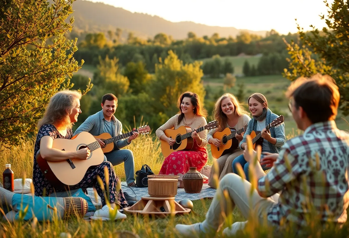 Gathering of family and friends celebrating a life filled with music and love.