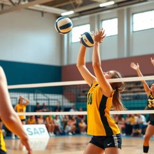 Christian volleyball players competing during a match