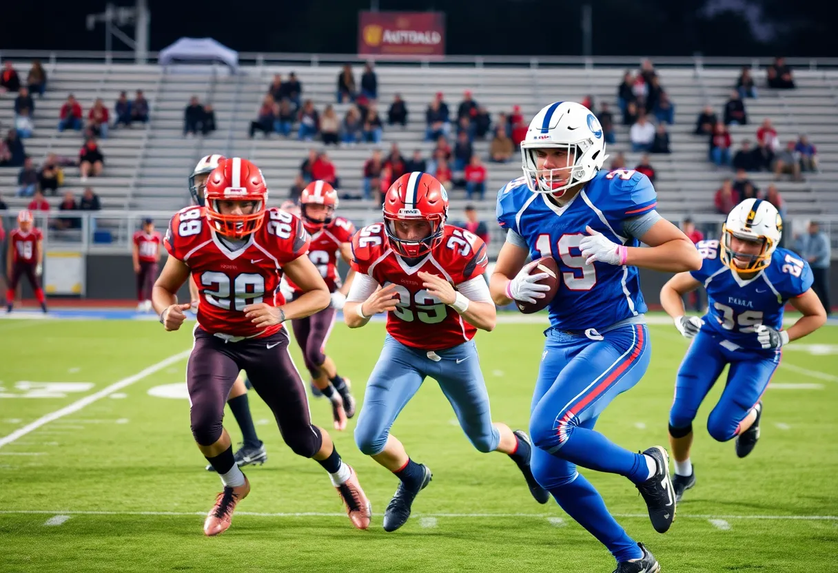 Football players from Ensworth and McCallie during a game