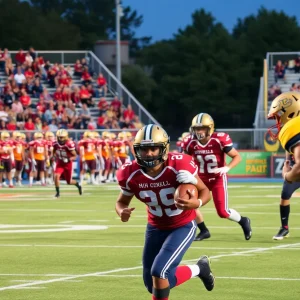 Folsom Bulldogs football players in action during a game