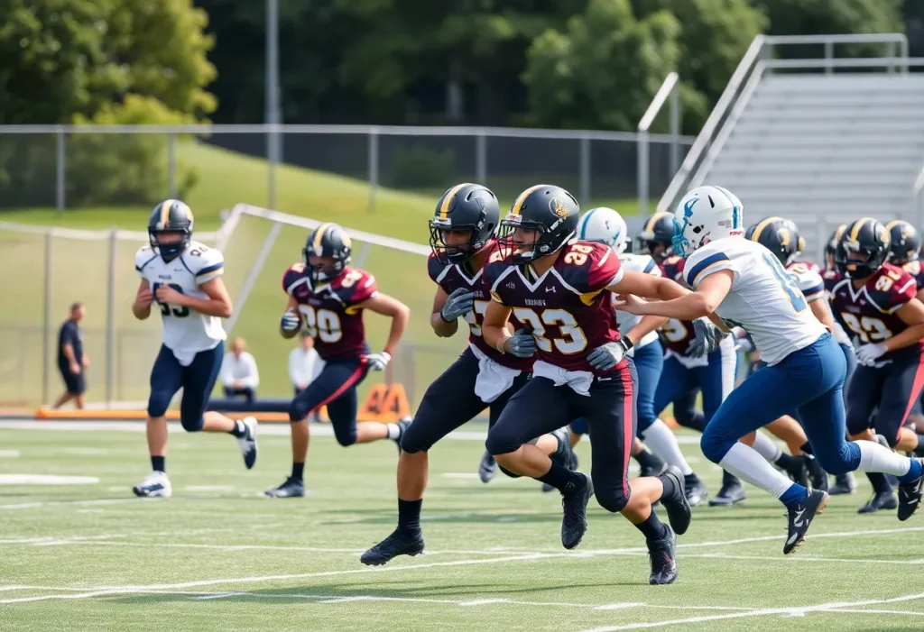 Players competing in a high school football game