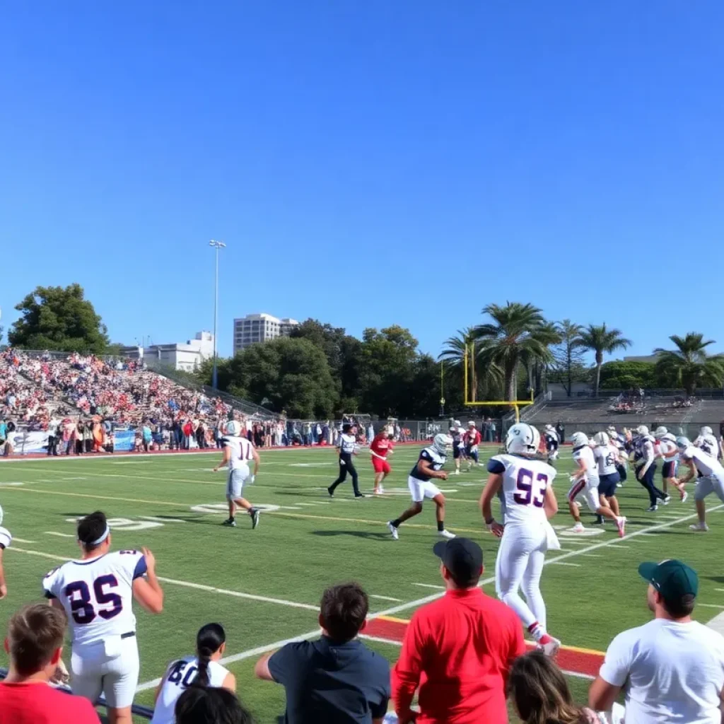 Exciting high school football game taking place in Los Angeles