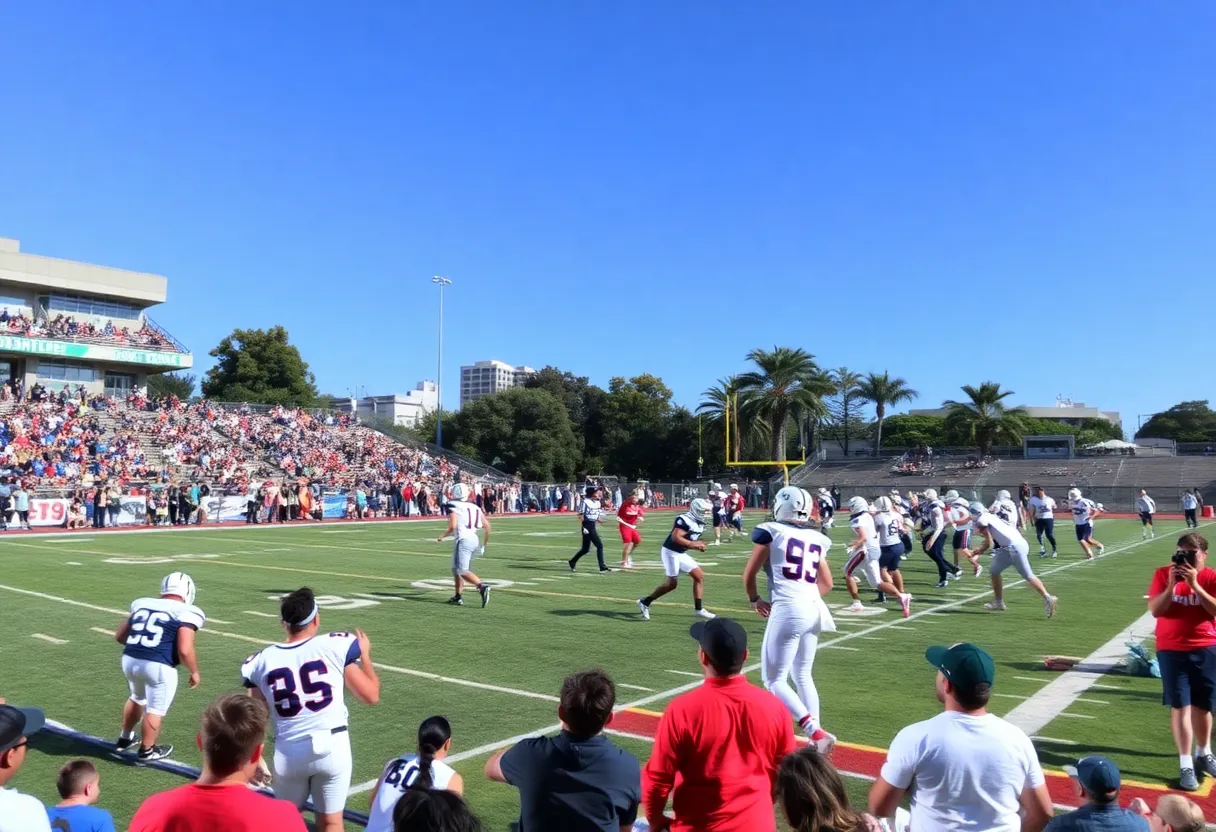 Exciting high school football game taking place in Los Angeles