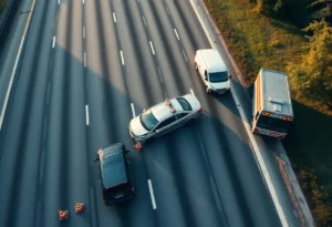 Emergency services responding to a head-on collision on a highway