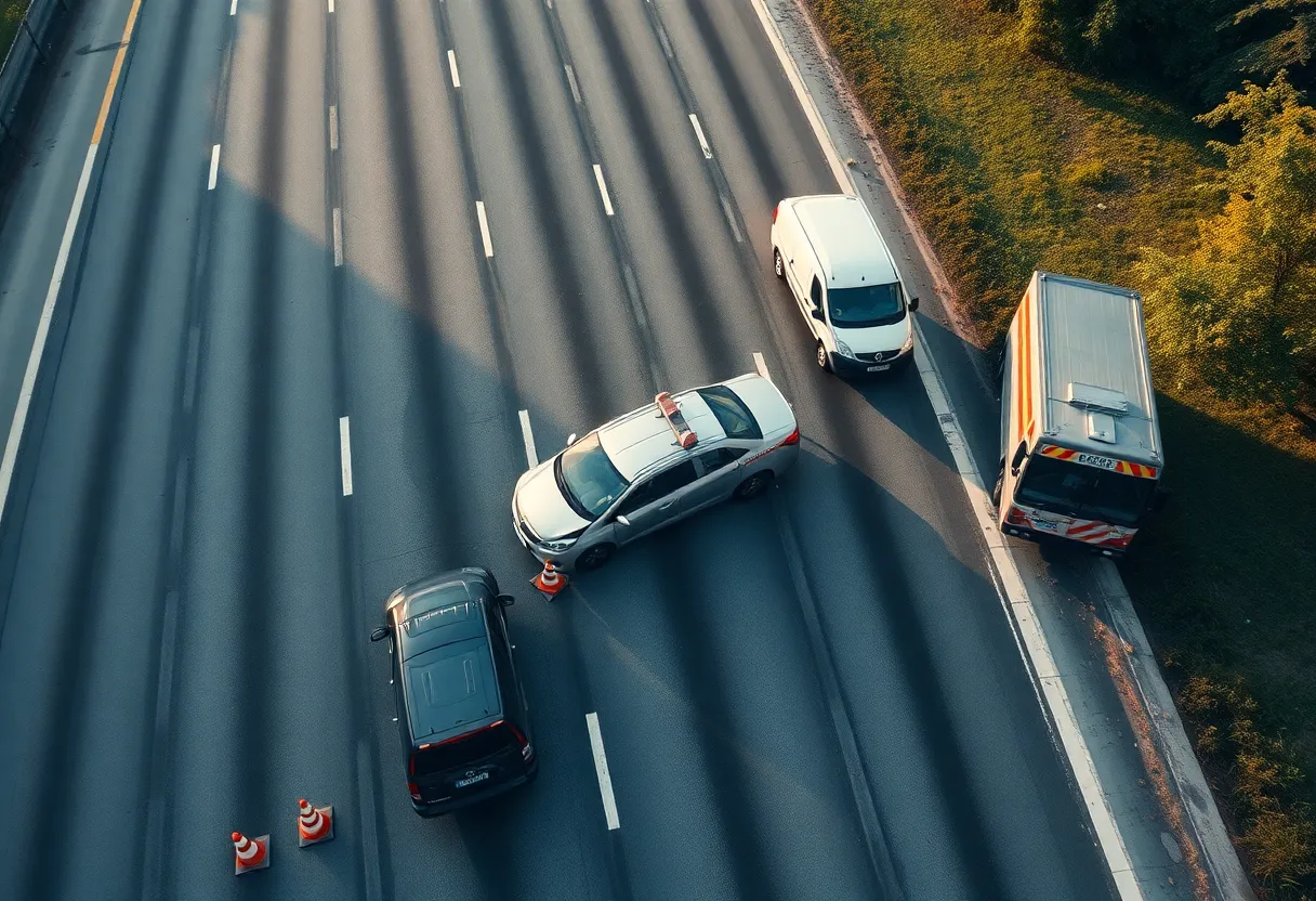 Emergency services responding to a head-on collision on a highway