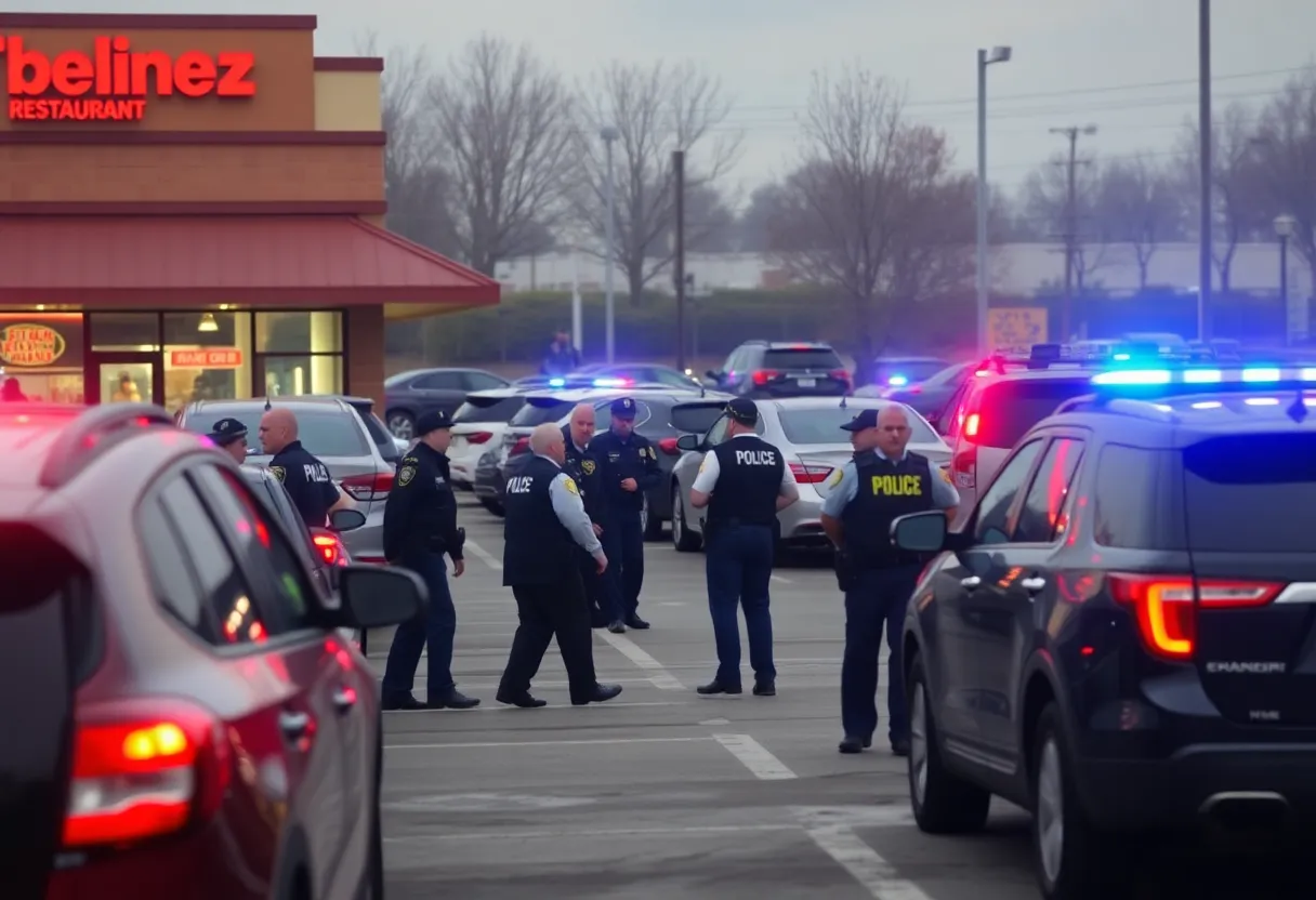 Scene of shootout in a restaurant parking lot