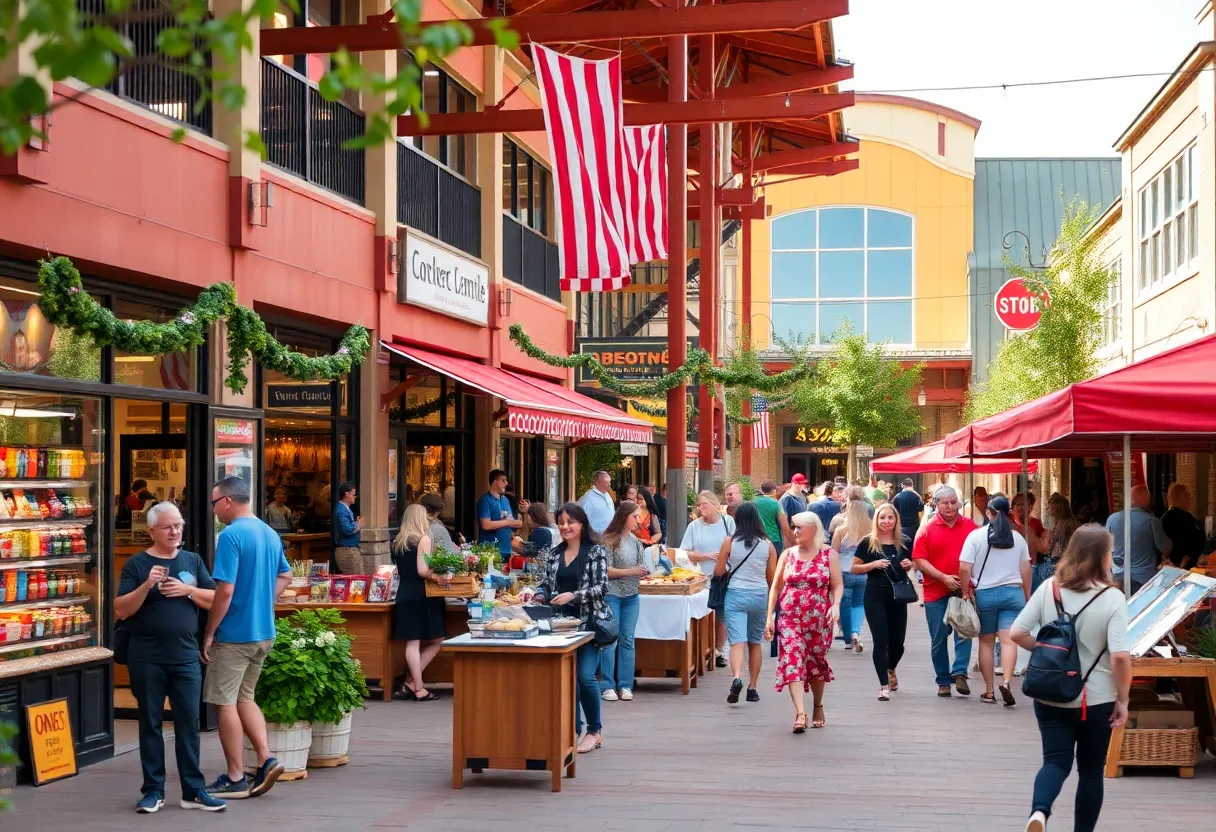 Community shopping center in Mission Viejo with people at events