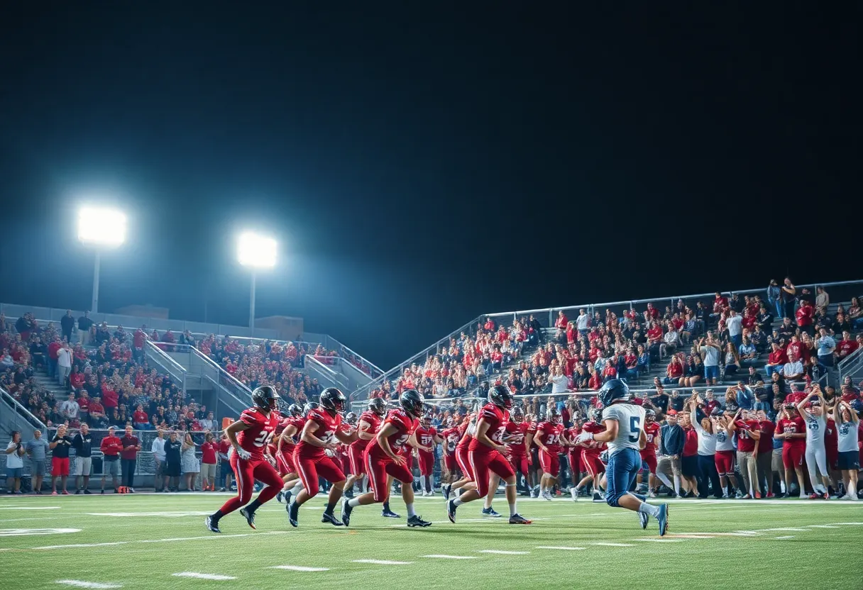 Mater Dei players celebrating after winning a football game