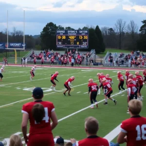 McCallie School team celebrating a touchdown during the game against Mission Viejo.