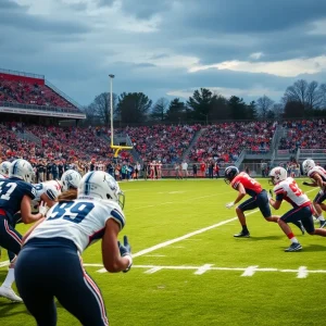 High school football teams McCallie School and Mission Viejo in action