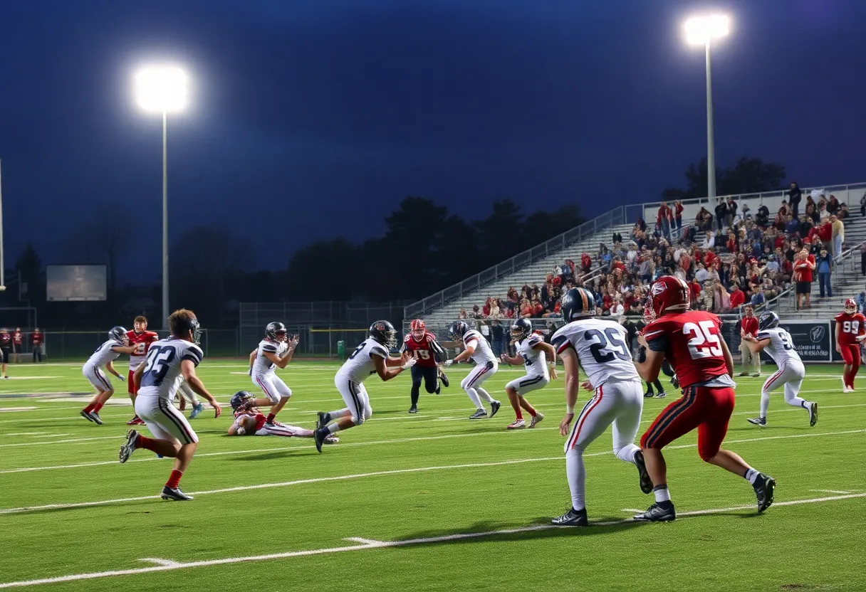 Players from Mission Viejo celebrating a touchdown during a football game.
