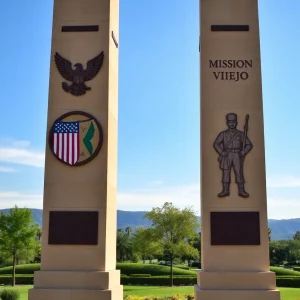 Conceptual design of the obelisk in Mission Viejo featuring patriotic symbols.