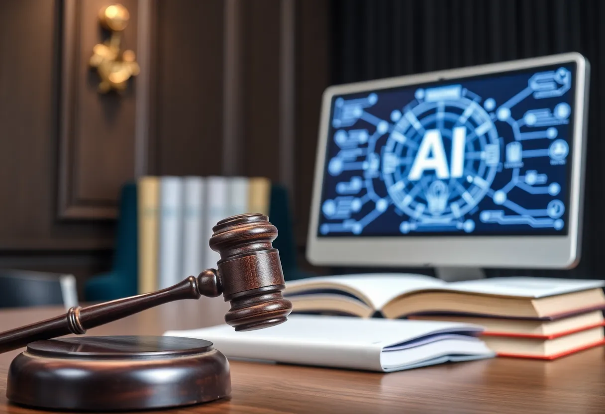 A courtroom setting representing a landmark legal victory for OpenAI.