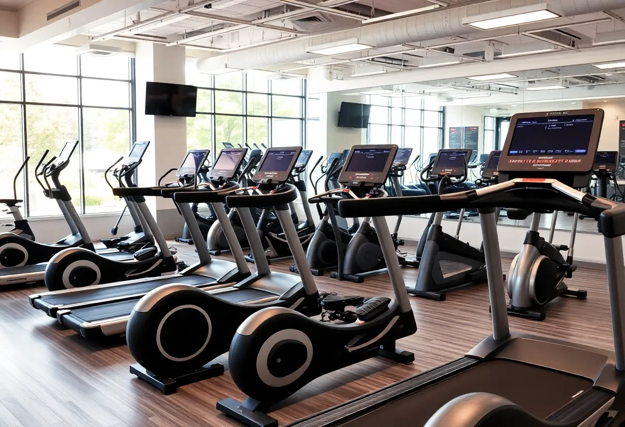 Showroom display of cardio machines at RX Fitness Equipment