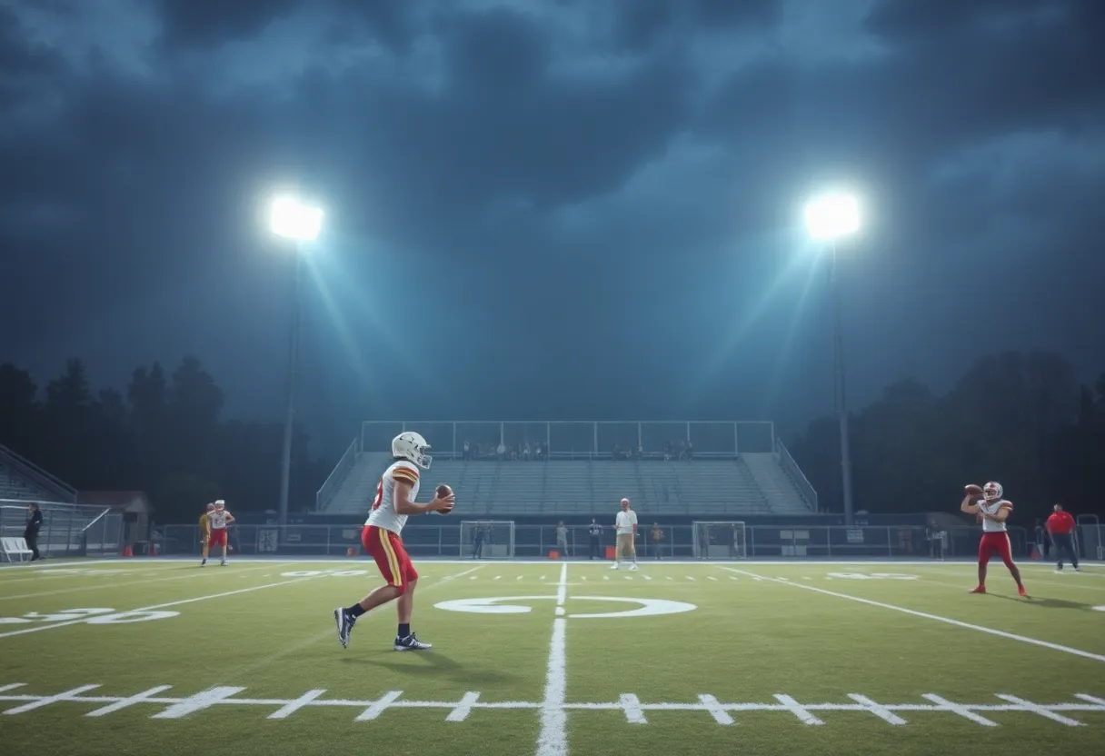 Folsom High School quarterback preparing to throw a pass