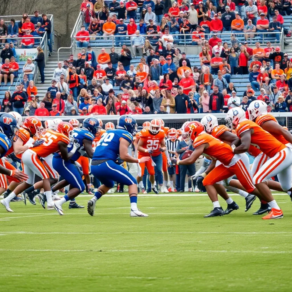 Saddleback College football team in action during a game