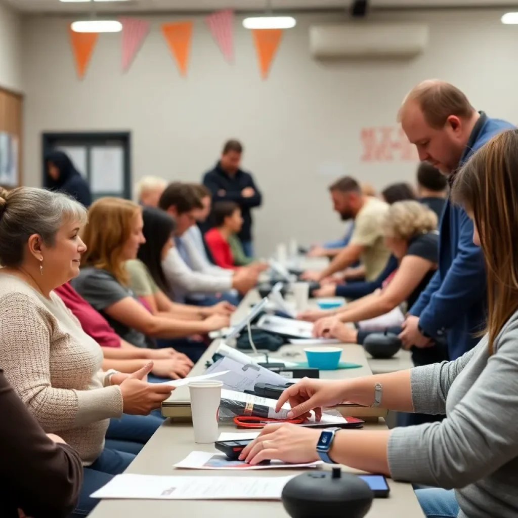 Community members participating in a blood donation drive