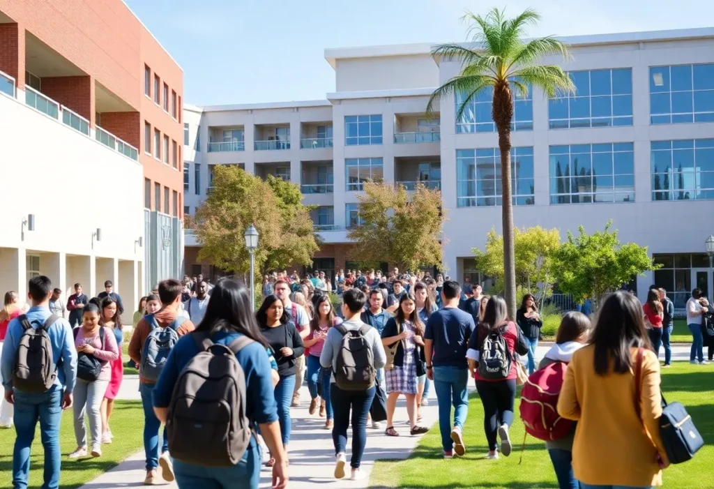 Students on the campus of a Southern California community college