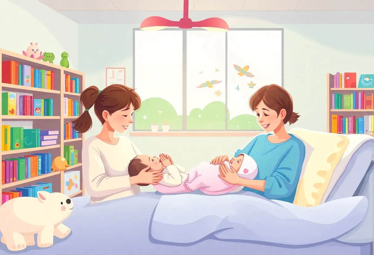 Interior of the Tiny Tales Library in the NICU with children's books