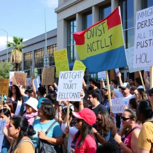 Activists protesting for immigrant rights in Yorba Linda