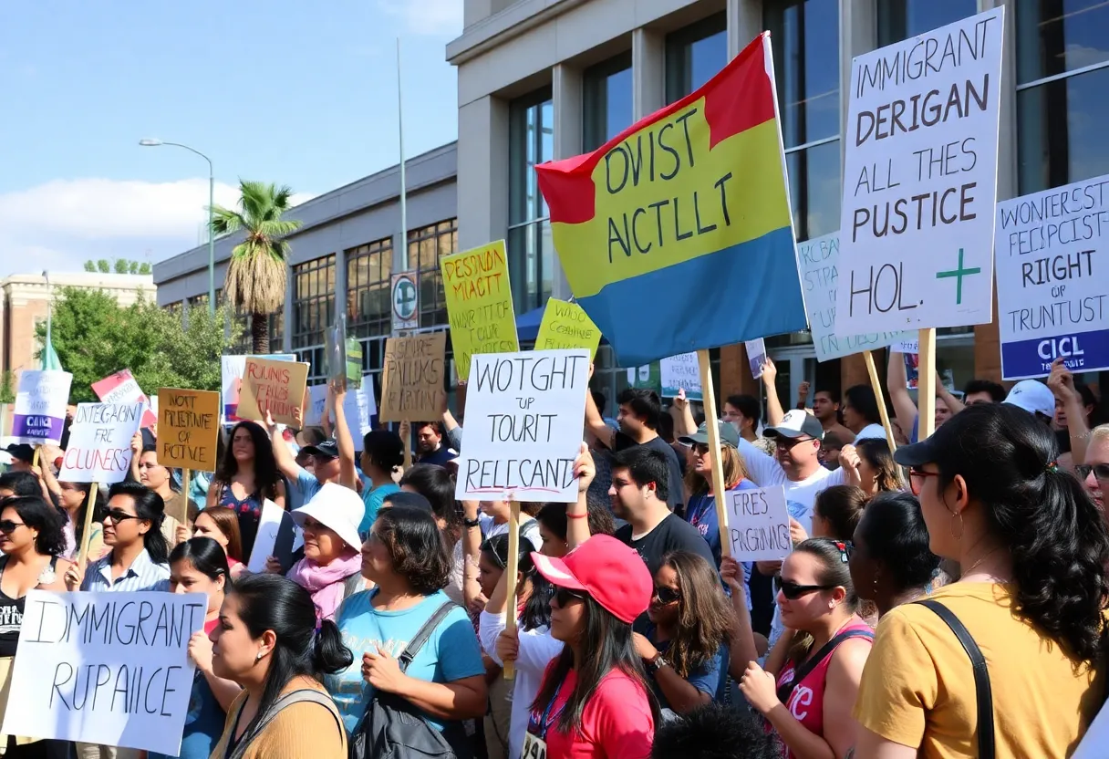 Activists protesting for immigrant rights in Yorba Linda