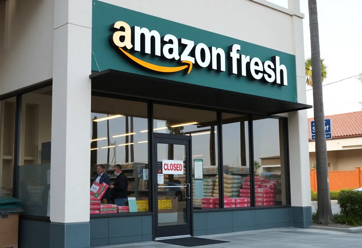 Amazon Fresh supermarket with a closed sign