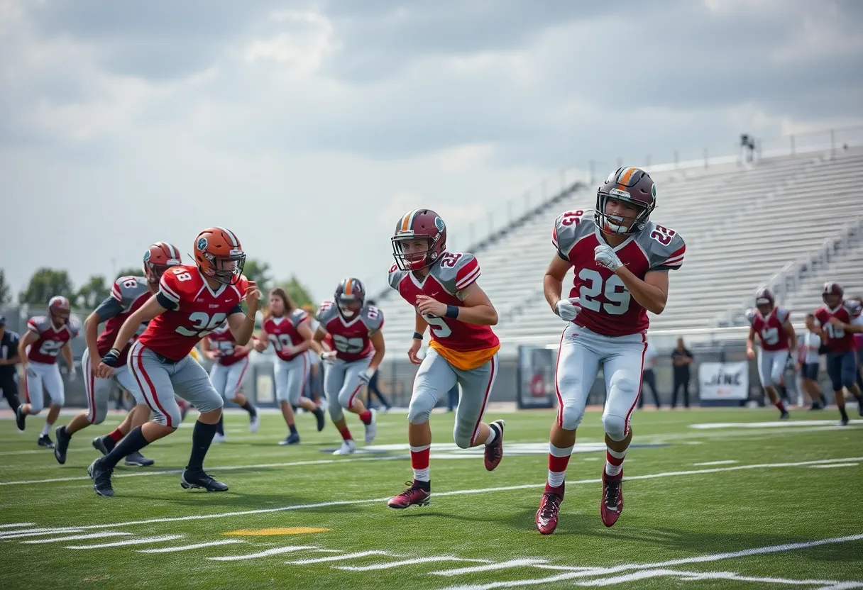 Football players in action during the Baylor and McCallie game