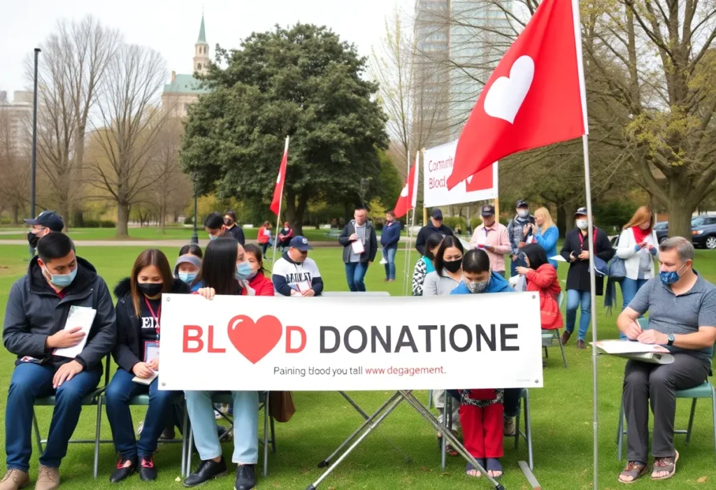 Community members participating in a blood donation drive.