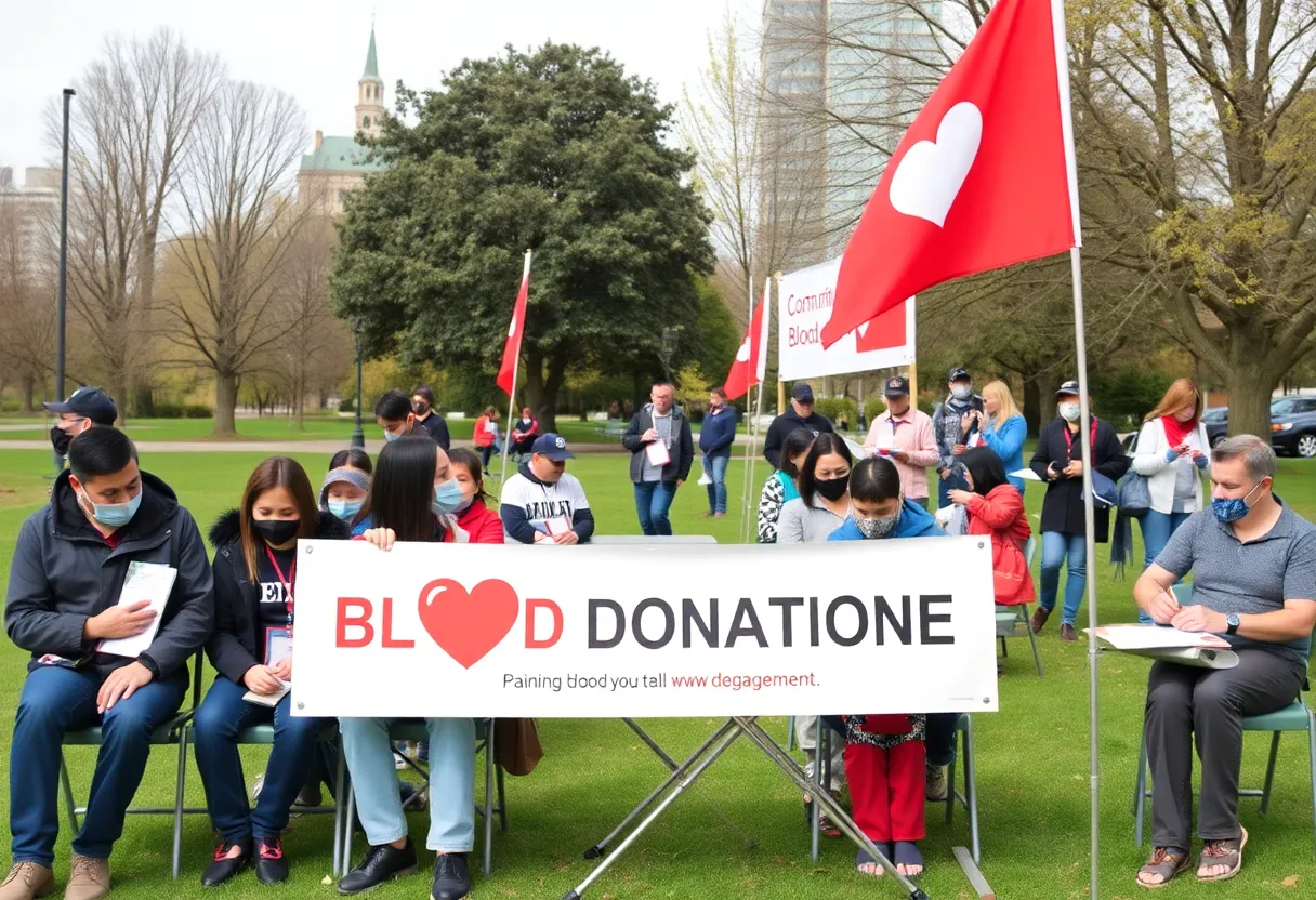 Community members participating in a blood donation drive.
