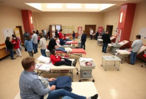 Community members participating in a blood drive in Mission Viejo