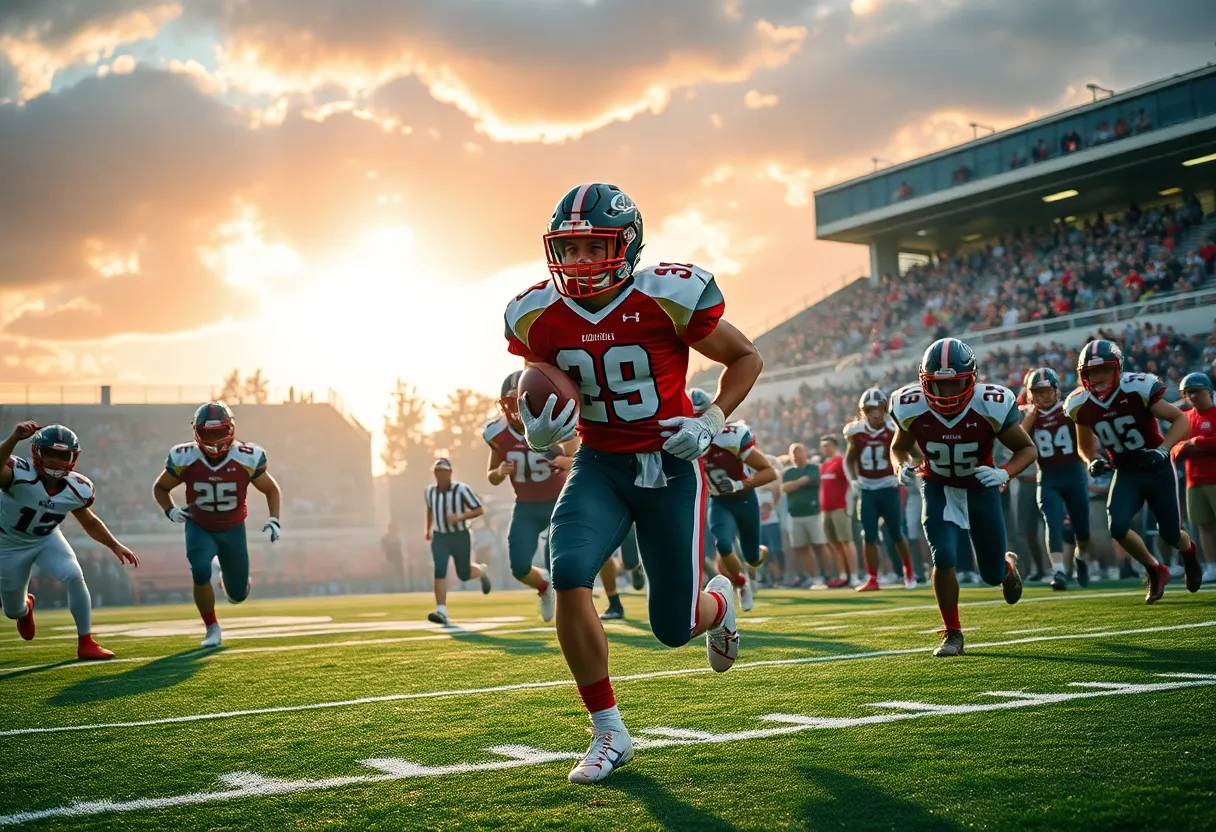 High school football players participating in a game