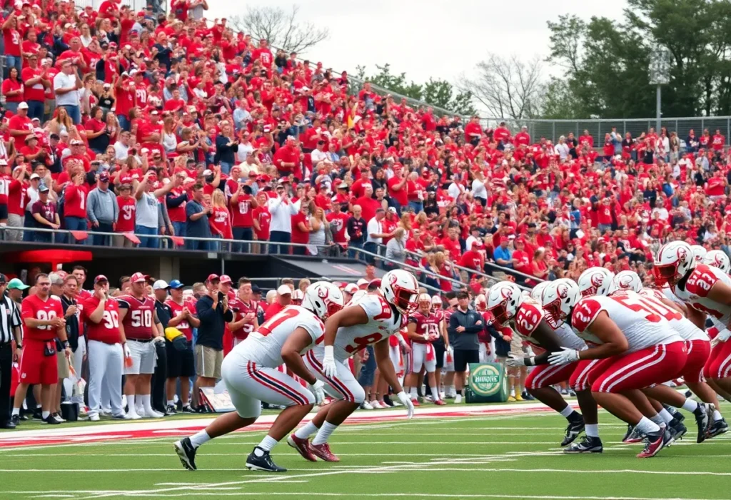 Crowd cheering during a college football game