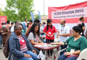 People participating in a blood donation drive in South Orange County.