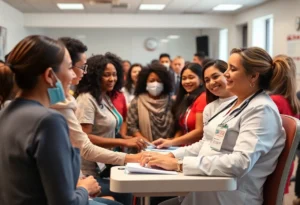 Community members participating in a blood donation drive