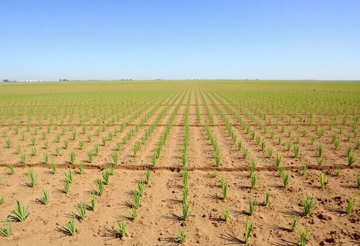 Drought-hit rice fields in Sacramento Valley, California