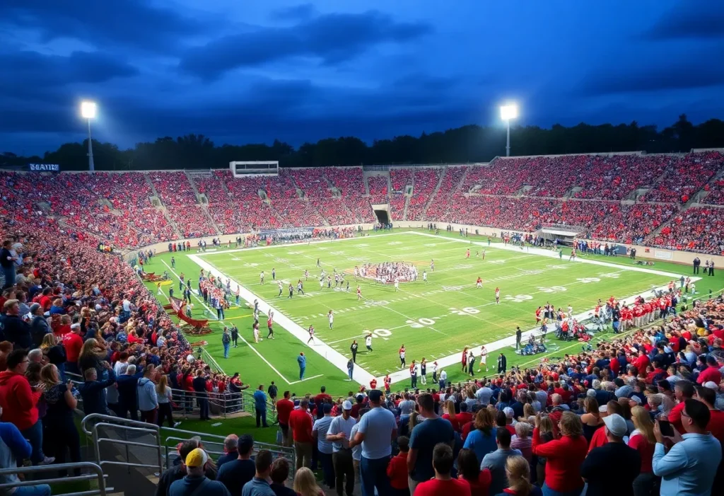 Players in a high school football game in California