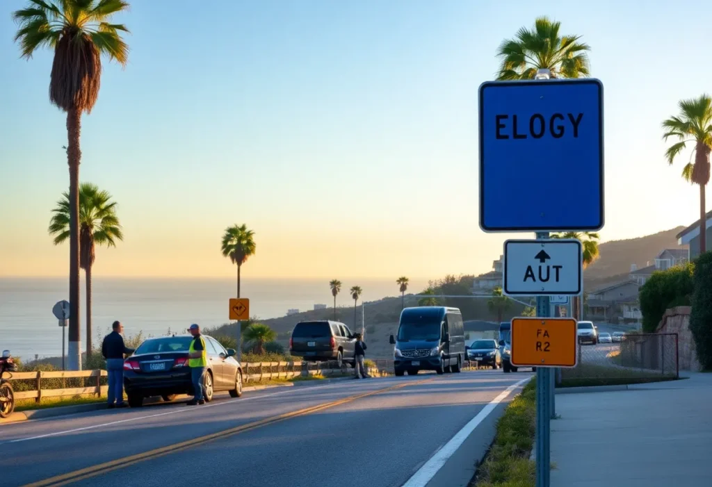El Toro Road in Laguna Beach with road safety signs