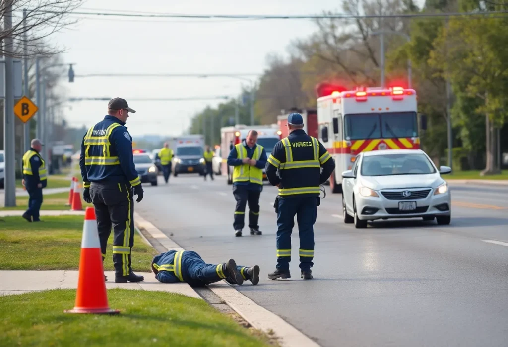 Emergency responders at a traffic incident scene in Laguna Beach