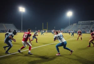 Mater Dei football players in action during a game.