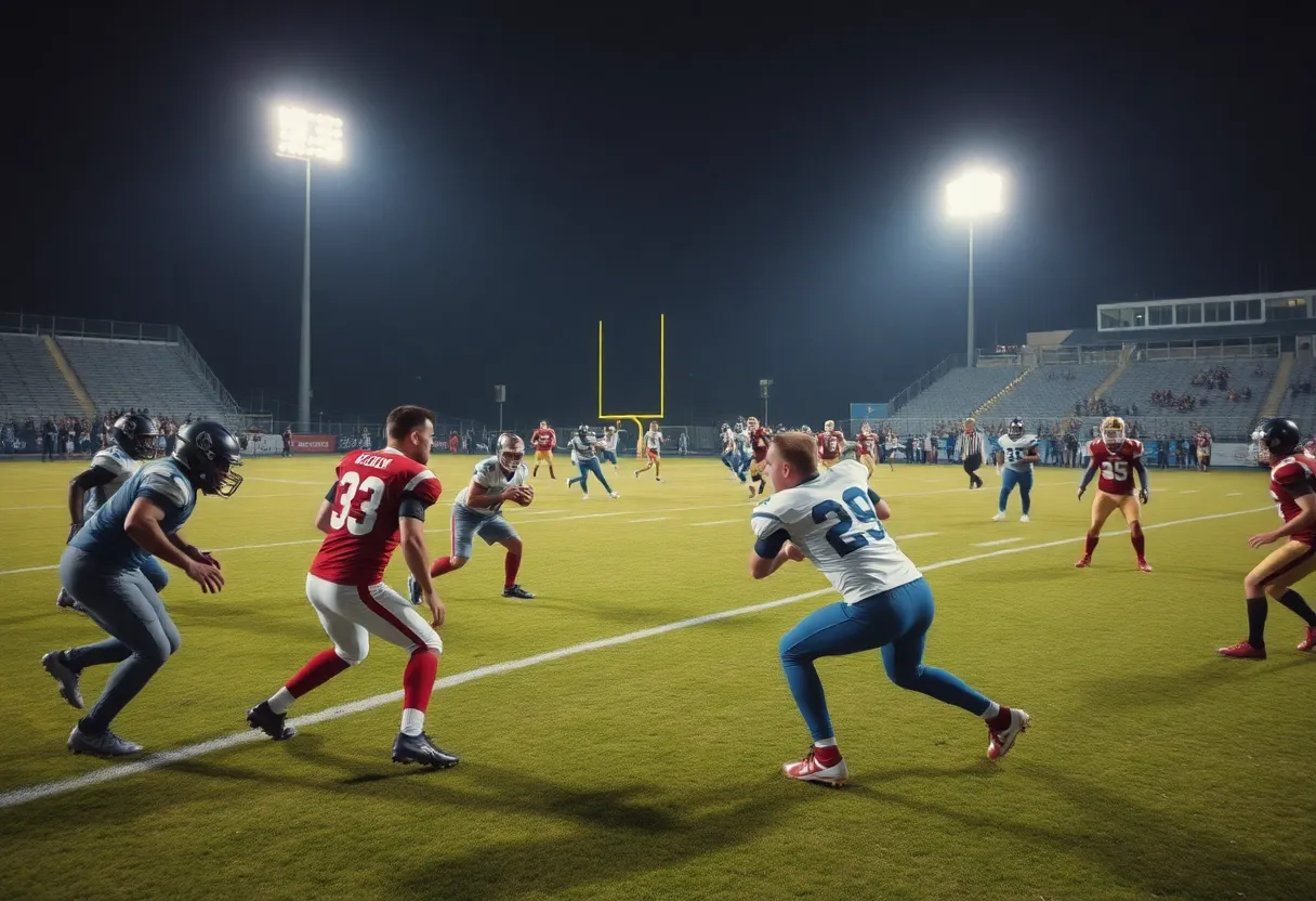 Mater Dei football players in action during a game.