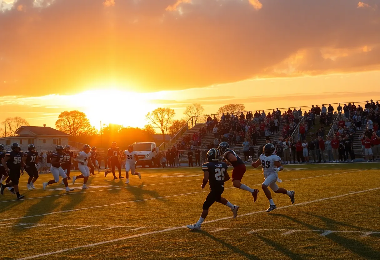 Mater Dei High School football players in action during a game