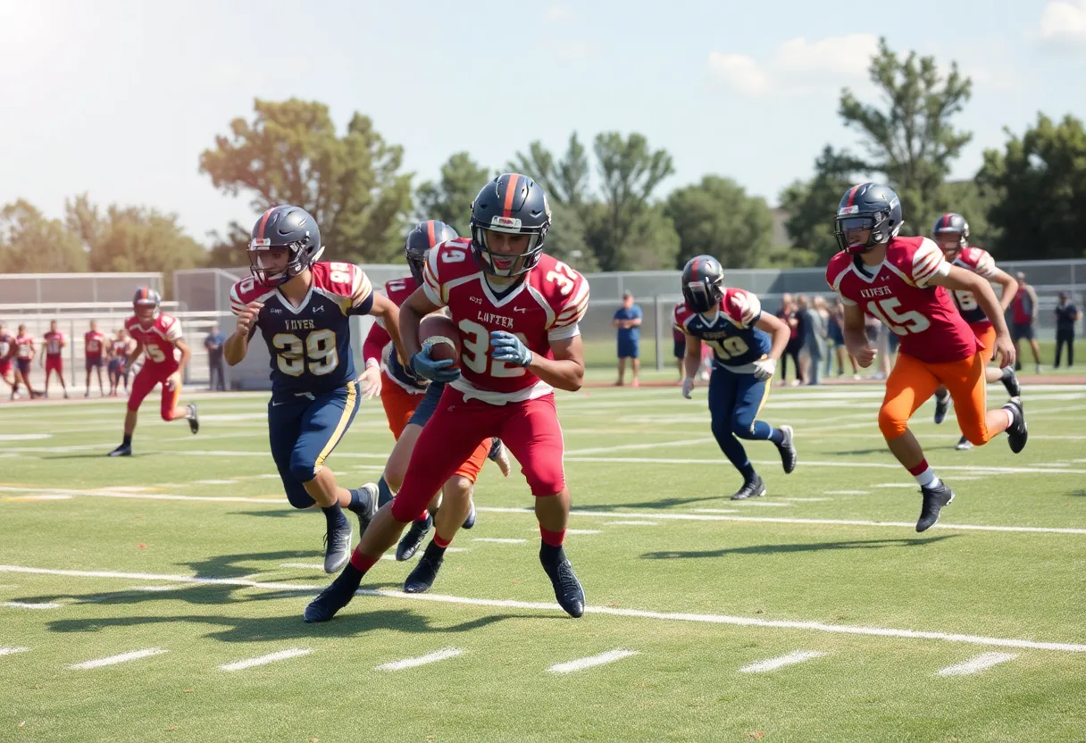 Football players from Mission Viejo competing in a game