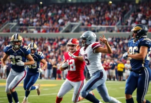 Mission Viejo Diablos players in action during a football game