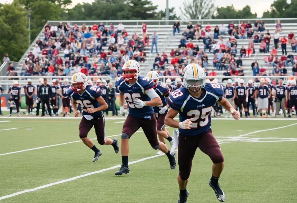 Mission Viejo Diablos football players during a game.