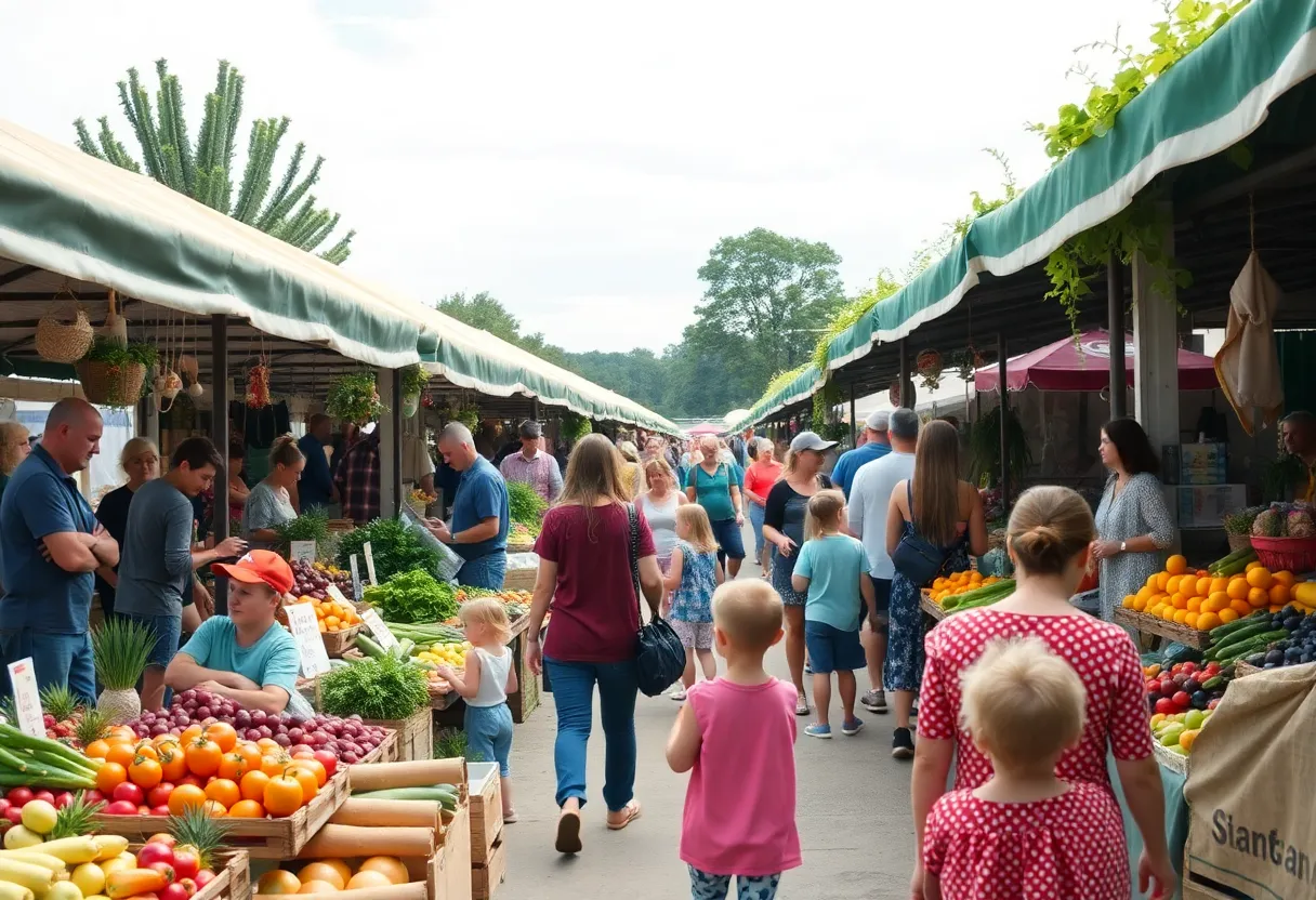 People shopping at the Mission Viejo Farmers Market