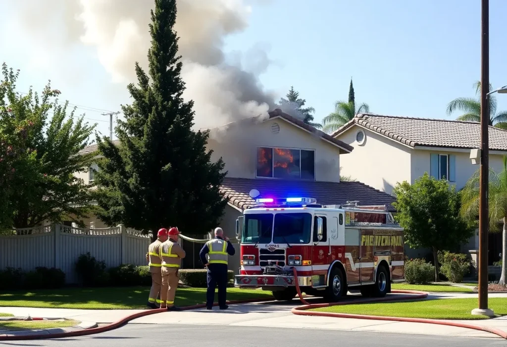 Firefighters responding to a residential fire in Mission Viejo