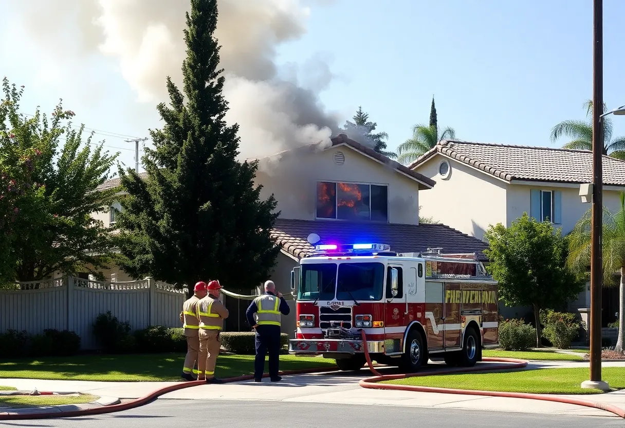 Firefighters responding to a residential fire in Mission Viejo