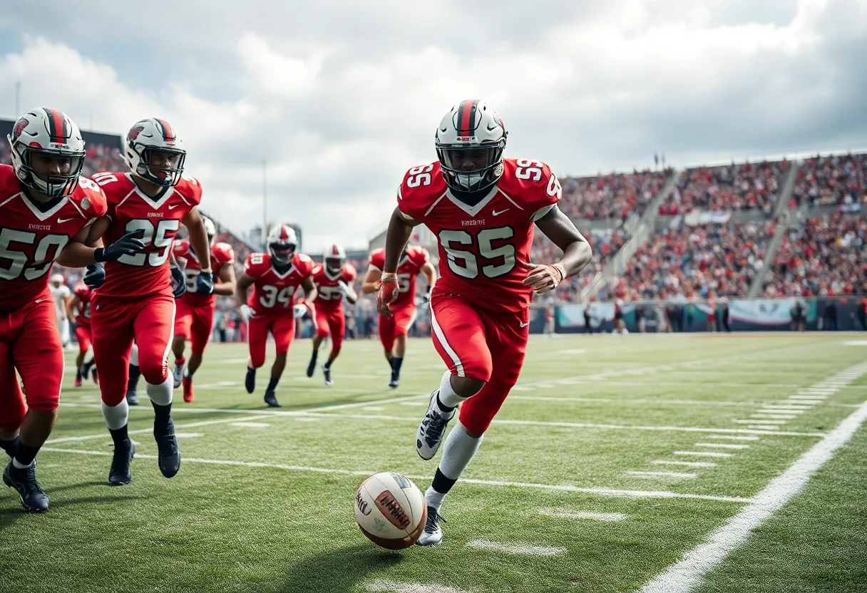 Mission Viejo team in action during a football game