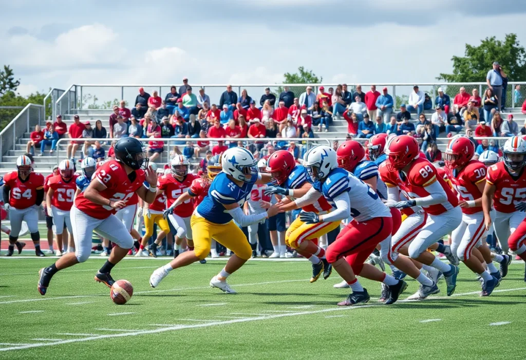 Mission Viejo High School football team in action during the game against San Clemente.