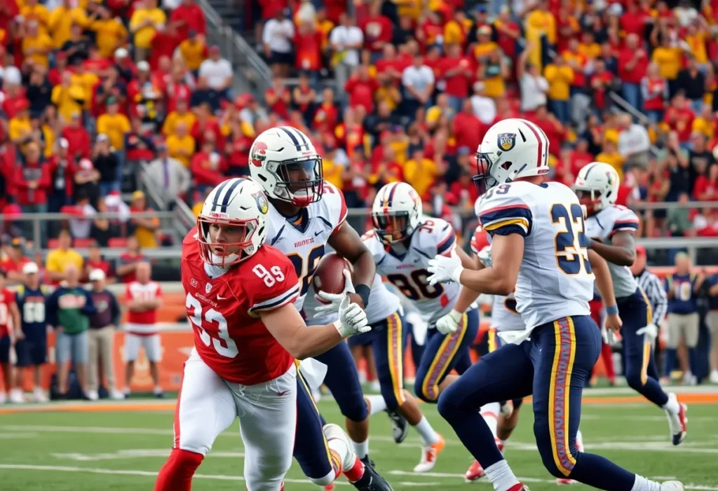 Football players from Mission Viejo celebrating a victory on the field.